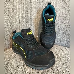 PUMA SAFETY WOMENS FUSE KNIT 2.0 STEEL TOE LIME BLUE BLACK Size 5 NEW